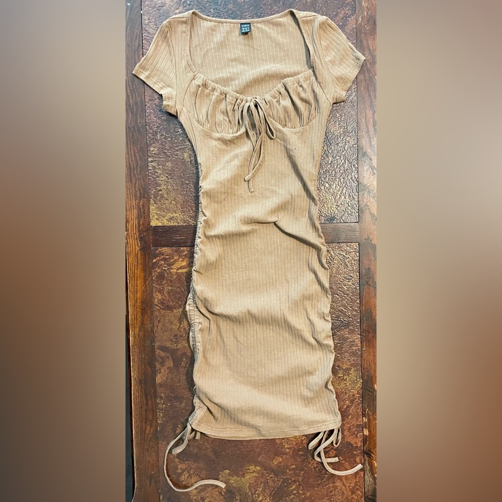 Ruched Drawstring Side Bodycon Dress